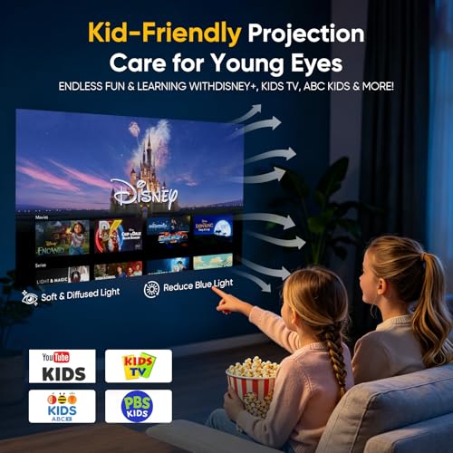 TMY Smart Projector 4K【Bundled with Google TV Stick】Mini Projectors Compatible with Netflix, Portable Projecteur with Electric Focus & Keystone, Home Projecteur WiFi6 & Bluetooth for Indoor & Outdoor