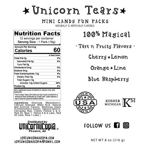 Unicorn Tears Sour Candy 12 Unicorn Party Favors Rainbow Candy