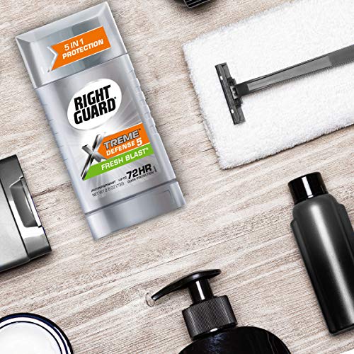 RIGHT GUARD XTREME DEFENSE ANTIPERSPIRANT DEODORANT INVISIBLE SOLID STICK, FRESH BLAST, 2.6 OUNCE TWIN PACK (PACK OF 3)