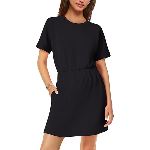 Amazon.com: Freelady Tshirt Dress,Freelady Cinched T Shirt Dress,Summer  Casual Short Sleeve Crew Neck Elastic Waist Mini T Shirt Dresses  (Black,X-Small) : Clothing, Shoes & Jewelry