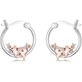 925 Sterling Silver Animal Huggie Hoop Earrings Hypoallergenic Capybara/Snake/Cow/Orca/Dragon/Turtle/Flamingo/Butterfly Earrings Animal Jewelry Gifts for Women
