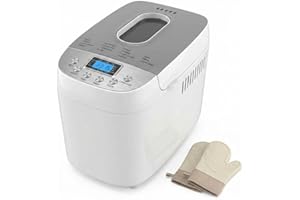 Davivy Bread Maker Machine with Silicone Baking Gloves, Double Kneading Paddles, 15-in-1, 15-Hour Delay Timer, 1-Hour Keep Wa