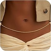 CHESKY Waist Beads for Women, 14k Gold Plated Waist Chain Dainty Body Chain Gold Chain Belt for Womens Beach Belly Chain Fashion Accessories for Womens Gold Jewelry for Women Gifts