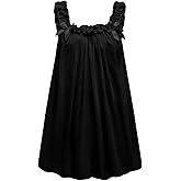 MakeMeChic Women's 2 Piece Lingerie Mesh Cute Valentine Pajama Set Ruffle Bow See Through Vintage Nightgown Sleepwear