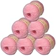 6 Balls Angora Mohair Wool Yarn Soft Fingering Baby Mohair Cashmere Hand Crochet Yarn for Knitting DIY Scarf Sweater 300g (Pink)