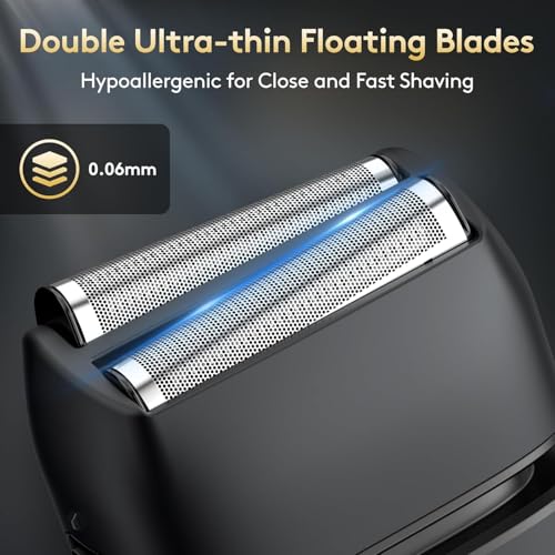 Foil Shavers for Men - Smooth & Painless Electric Razor for Men with Back Beard Trimmer for Long Thick - Wet Dry Shaving/Travel Lock/LED Display/IPX6 Waterproof Dry Razor USB C Rechargeable