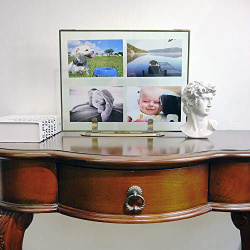 CANDIKO Floating 11x14 Picture Frame Table Top Metal Photo Frame (Antique Gold, Portrait or Landscape)