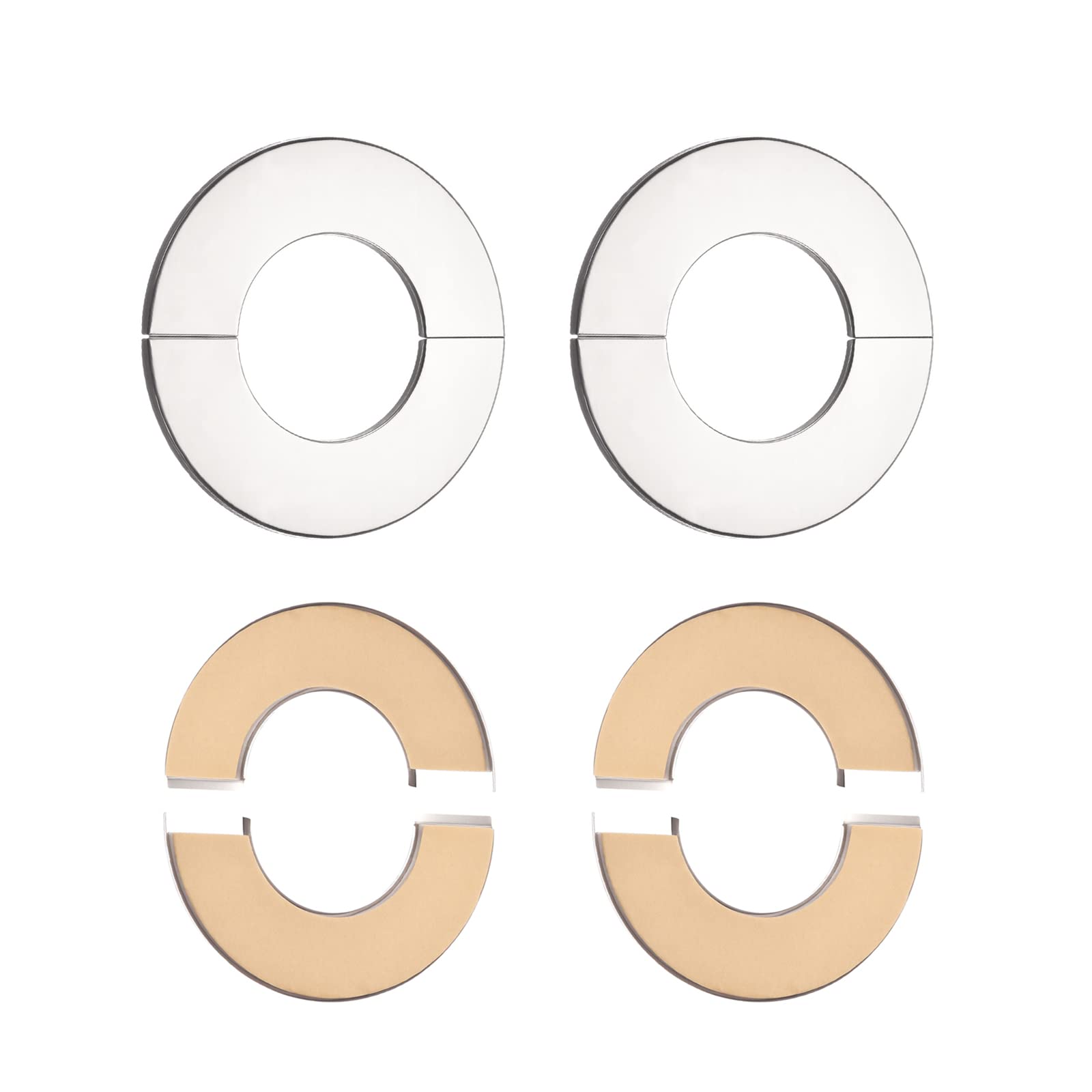 DTGN 140x5mm(DxT) Wall Split Flange - 4Pack - Good for Bathroom Kitchen 71mm Dia Pipe - Stainless Steel Round Escutcheon Plate - Silver Tone