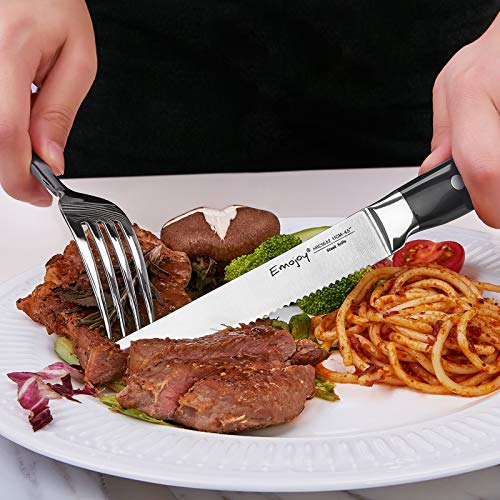 Emojoy Steak Knife Set, Serrated Steak Knives Set of 8, Stainless Steel