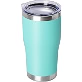 DOMICARE 20oz Tumbler with Lid Stainless Steel Tumblers Bulk, Double Wall Vacuum Insulated Coffee Travel Mug Powder Coated Tumbler, 1 Count (Pack of 1) Light Blue