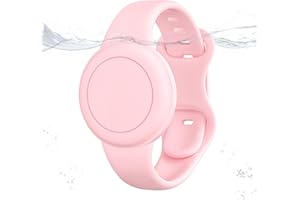 MUCUTY Waterproof Apples AirTags Bracelet for Kid, Hidden Soft Silicone Air Tag Holder Wristband for Kid, Lightweight AirTags GPS Tracker Watch Band for Child - Pink 1 Pack