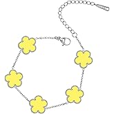 JIEMUCHU Gold Plated Stainless Steel Flower Bracelet Jewelry for Women