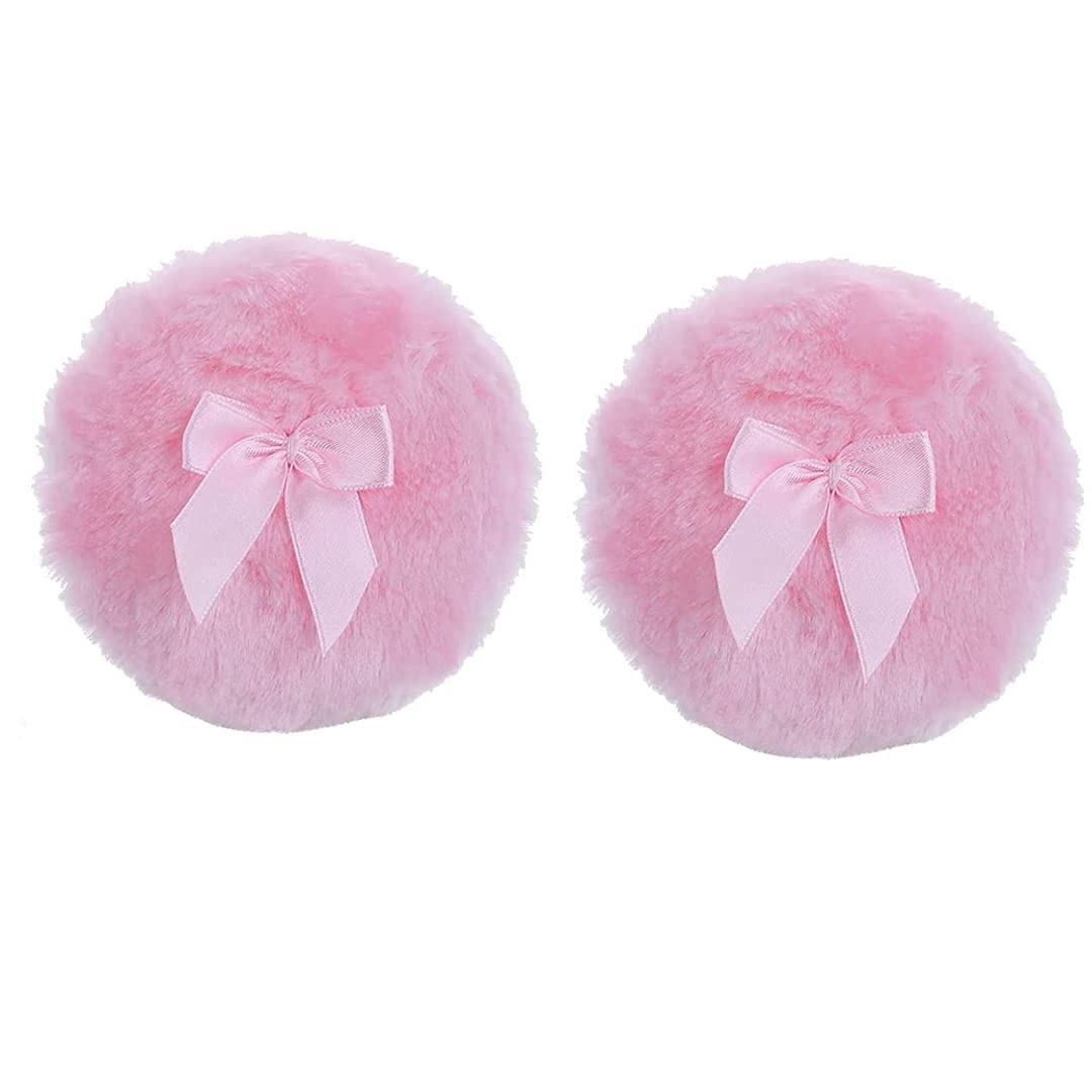 Powder Puff- 2 Pack 4 Inch Large Body Fluffy Powder Puff Round Soft Plush Cosmetic Puff Loose Powder Puffs for Face and Body Powder, Makeup