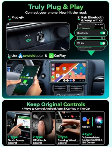 Mavlou Wireless Carplay & Android Auto Adapter, Metal Design Mini & Stable 2-in-1 Dongle, Convert Vehicle's Wired CarPlay/AA to Wireless, for iOS 10+/Android 11+ & Cars from 2016 (Black)