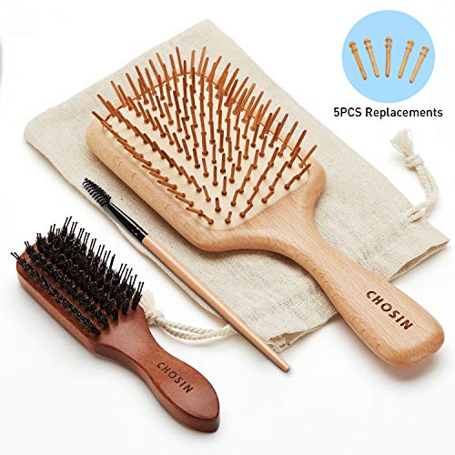 Hair Brush CHOSIN Wooden Detangling Brushes Natural Detangler Paddle