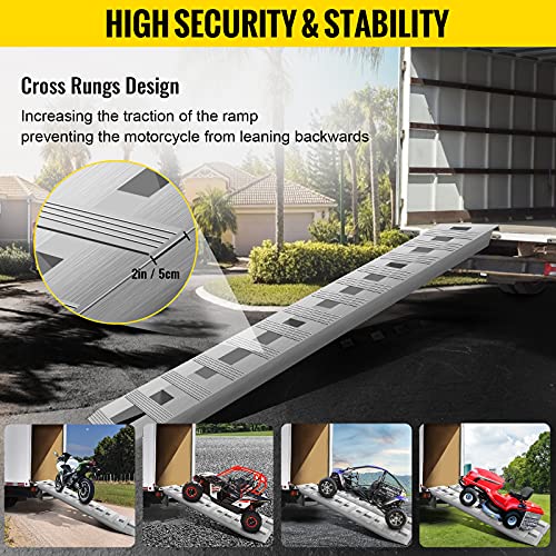 72'' X 15'' Aluminum Trailer Ramps 6000LBS Total Beavertail Hook End 1