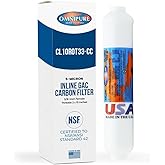 Omnipure CL10ROT33-CC Inline GAC Carbon Filter 5-Micron, 10" x 2" with 3/8" Female Thread Fittings, Removes Chlorine and Improves Taste & Odor for RO Systems, Ice Makers, Water Coolers, Fountains