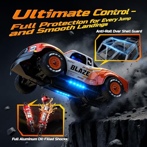 DEERC 1205 1/14 Brushless RC Car for Adults,Max 43 mph,Electric 4x4 Off-Road RC Truck, Waterproof Monster Truggy, All Terrain Fast Remote Control Drift Car for Boys 8-12, 3S Lipo Compatible