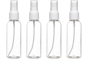 4pack 100ml Spray Bottles, Fine Mist Mini Clear Spray Bottle, Small Reusable Empty Plastic Bottles with Atomizer Pumps, for C