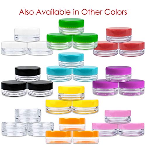 Beauticom 3g/3ml (0.1 Fl Oz) Round Clear Plastic Jars with Round Top Lids for Creams, Lotions, Powders, Glitters, and more... (Color: Clear Lid, Quantity: 50 Pieces)