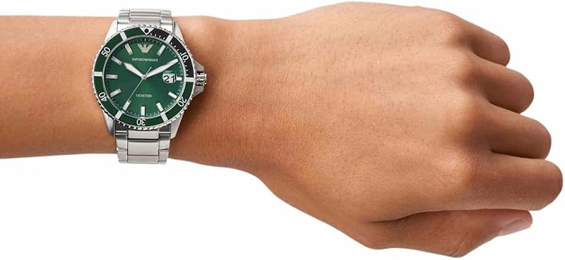 Uhr für Herren, DreizeigerDatumswerk, 42mm Silbernes Edelstahlgehäuse mit Edelstahlarmband, AR11338