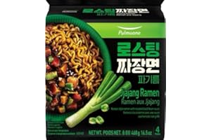K-Munchies Pulmuone Korean Jjajangmyeon Noodles - 4 Pack Savory and Sweet Black Bean Noodles - Traditional Brothless Korean Noodles for Quick Meals - Easy to Cook Ramen Noodles That Any Age Can Enjoy