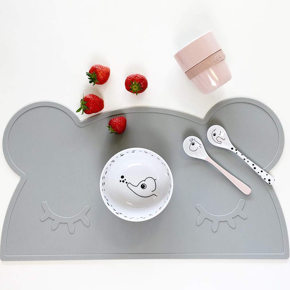 X-Labor Baby Children's Place Mat Silicone Waterproof Non-Slip Washable Baby Plate Place Mat Placemats 46 x 28 cm Grey