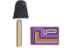 RuRu Monkey Sensory Activity Board, Silicone Fidget Toy for Calming, Stress, Anxiety, ADHD & Autism | Silent, No Mess | Kids 4+ & Adults | Includes Portable Travel Bag & 13 Strings(Rectangular)