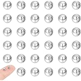 UNICRAFTALE 40pcs 4mm Diameter Stainless Steel Positioning Spacer Beads Round Ball Locating Slider Beads Metal Stopper Beads Rubber Slider Loose Beads Adjustable Rondelle Beads for Jewelry Findings