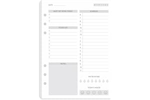 FAN&RAN (Set of 270 Sheets) A5 To Do List Refill Paper, Undated Daily Schedule, Day Priorities, Notes and Water Tracker, 6-Hole Punches, 5.82"x8.26"