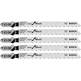 Bosch T101BR 4-Inch 10-Tooth Jig Saw Blades, 5 Pack