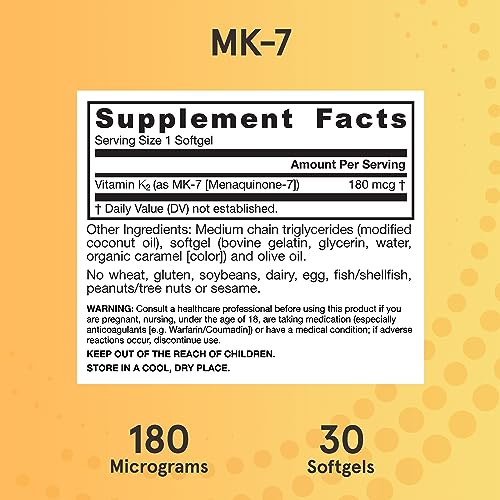 Jarrow Formulas MK7 180 mcg Bioactive Form of Vitamin K2 30