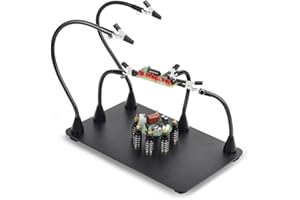 NOEVSBIG Magnetic Helping Hands Soldering Station with Large & Heavy Duty Base, 6 PCB Holders,5 Flexible Arms with Precision 360 Degree Alligator Clip Helping hands for Soldering Electronic Repair DIY