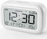 DOOMAY Digital Alarm Clock Bedside Battery Powered with LCD Backlight view 1