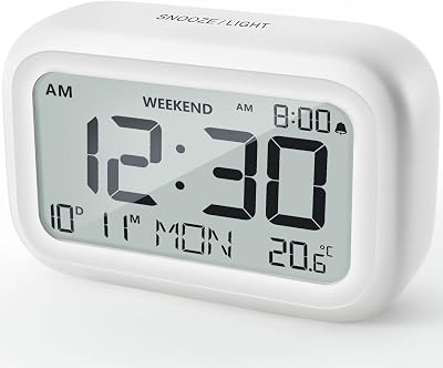DOOMAY Digital Alarm Clock Bedside Battery Powered with LCD Backlight