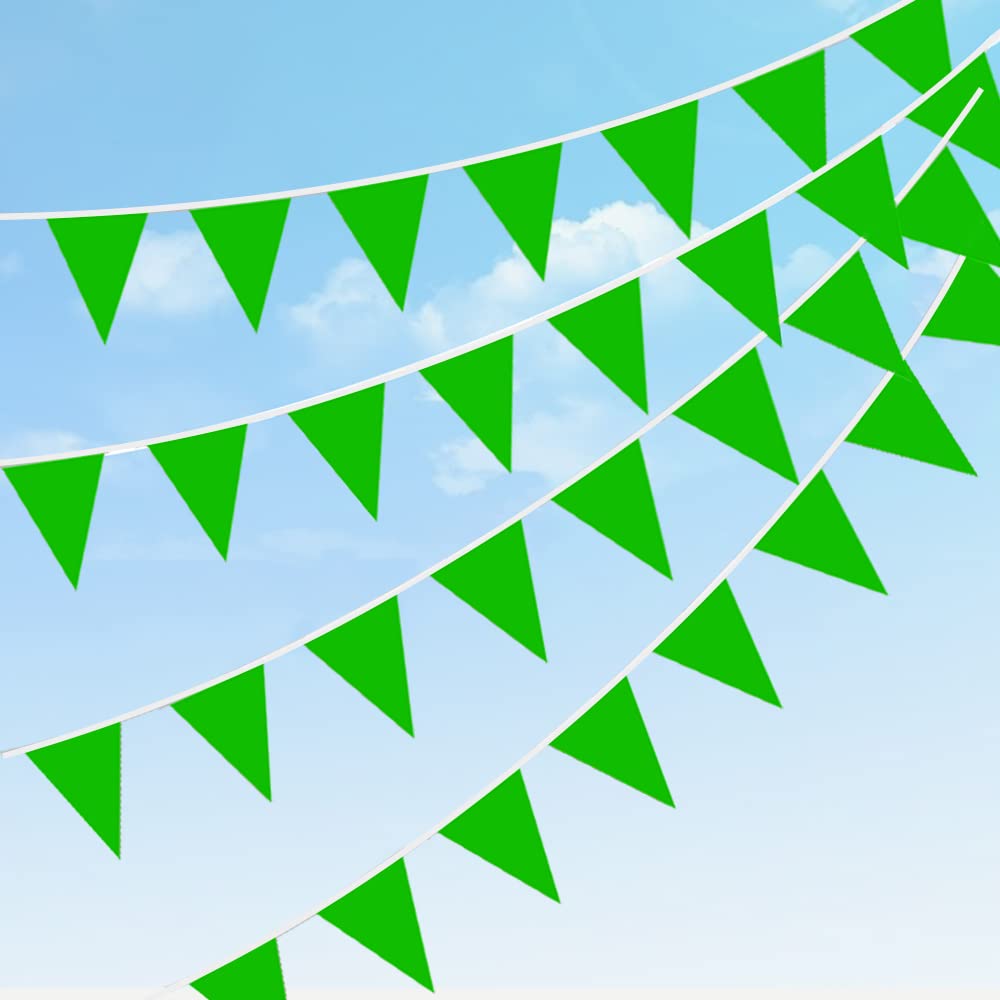 DOJoykey 20M Green Bunting Flags Party Decoration,40pcs Reusable GreenPennant for Birthday Wedding Party Baby Shower Home or Garden Triangle Flags