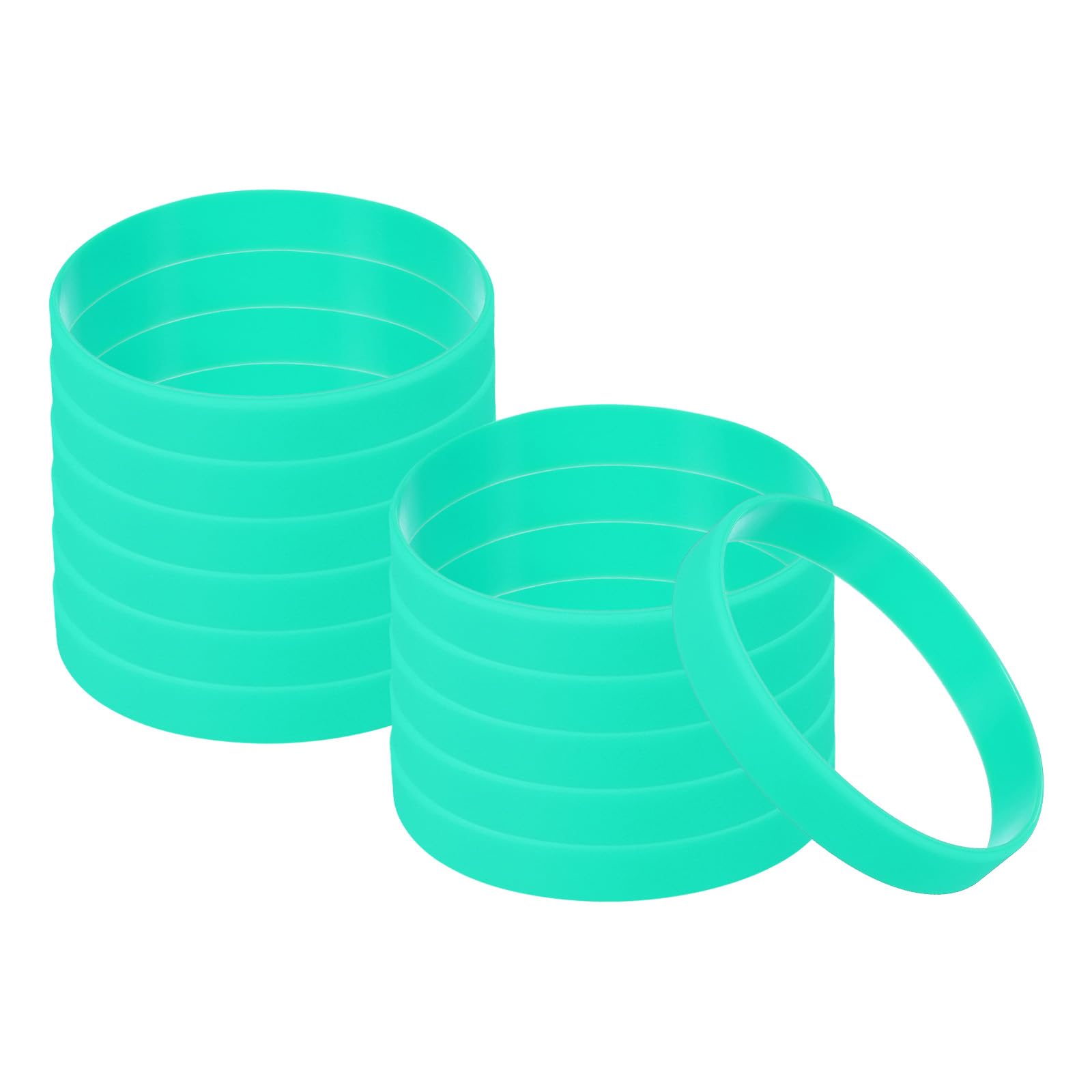 PATIKIL Silicone Bracelets, 12 Pack Rubber Elastic Colored Blank Broaden Wristbands Stretch Sport Bands for Adults Teen Sports Team Games, Bean Green