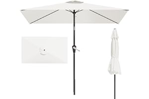 AreShark 6.5' x 10' Rectangular Patio Umbrellas for Outdoor, Outdoor Table Umbrella, Large Outdoor Patio Umbrellas with 6 Sturdy Ribs for Market, Garden, Pool (Cream-white)