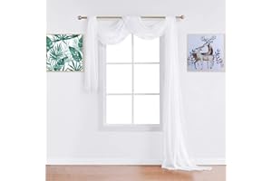 Warm Home Designs Premium Quality Extra Long 54 X 288 Inch (24 Feet) Sheer Bright White Window Scarf. All Valance Scarves Look Great as Window Toppers or for Any Other Project. J White 288"