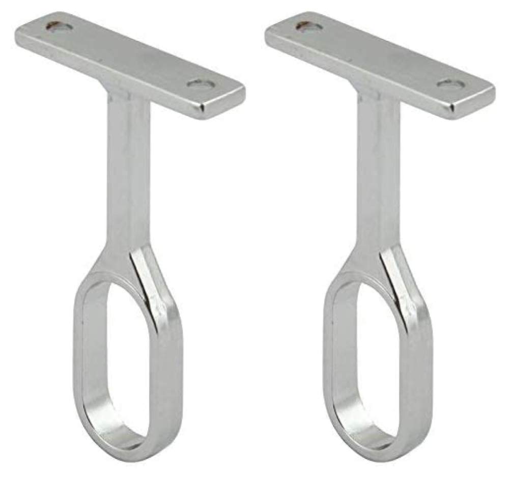 OVAL WARDROBE RAIL CENTRE SUPPORTS Brackets 15mm Wide Polished Chrome Finish x2
