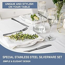 48-Piece Black Silverware Set with Steak
