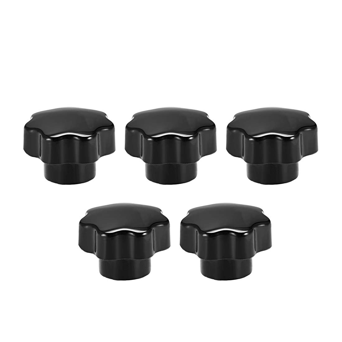 sourcing map 5 Pcs Star Knob Grip Handle M10 Diameter Brass Insert Female Threaded Black
