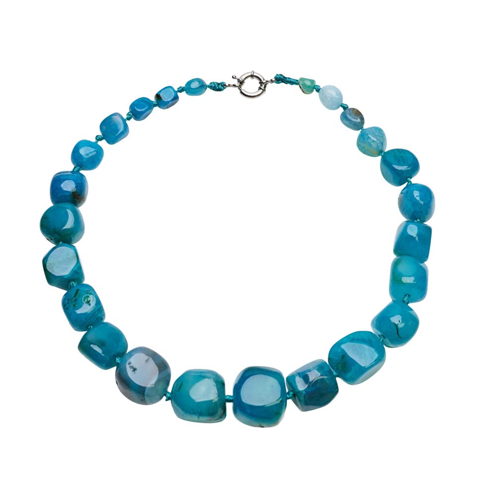TreasureBay Stunning Faceted Agate Gemstone Beads Necklace for Women and Girls (Blue) — image 1