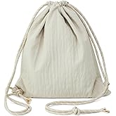 BBORGDC Beige Plaid Drawstring Backpack - Lightweight Cinch Sackpack for Women, Boho Original Design, Perfect for Gym, Travel, Beach & Outdoor Sports