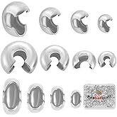 Beebeecraft 1 Box 200Pcs Bead Tips Knot Covers Stainless Steel 4 Size Crimp Beads Covers with Hole for Knots & Crimp Findings Jewelry Making