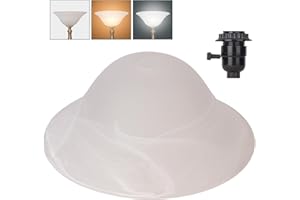 HONODING Glass Lamp Shade Replacement for Torchiere Floor Lamps, Lamp Shade for Floor Lamp Suitable for E26 Socket, Standing Lamp Replacement Shade, Alabaster Glass Bowl Shade, E26 Socket Not Include(White)