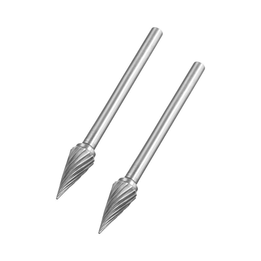 sourcing map Tungsten Carbide Rotary Files 1/8" Shank, Single Cut Cone Shape Rotary Tool 6mm Dia, for Die Grinder Drill Bit Alloy Steel Hard Metal Carving Polishing Tool Making, 2pcs