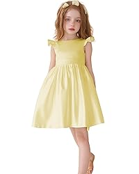 Hrsxxet Satin Backless Bow Knot Flower Girl Desses