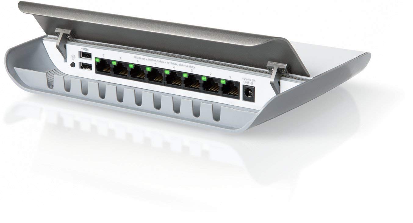 NETGEAR 8-Port Gigabit Ethernet Smart Managed Plus Switch (GS908E) - Desktop Housing with Integrated Cable Management, 2 x USB Charging Ports, and Fanless Design for Quiet Operation