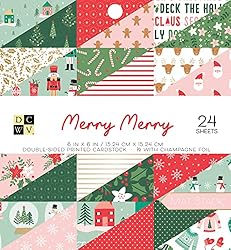 DCWV Paper Stack 6X6, Merry Merry, W/Champagne Foil